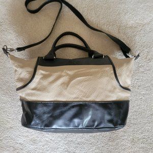 Mossimo Black and Tan Leather-like Handbag